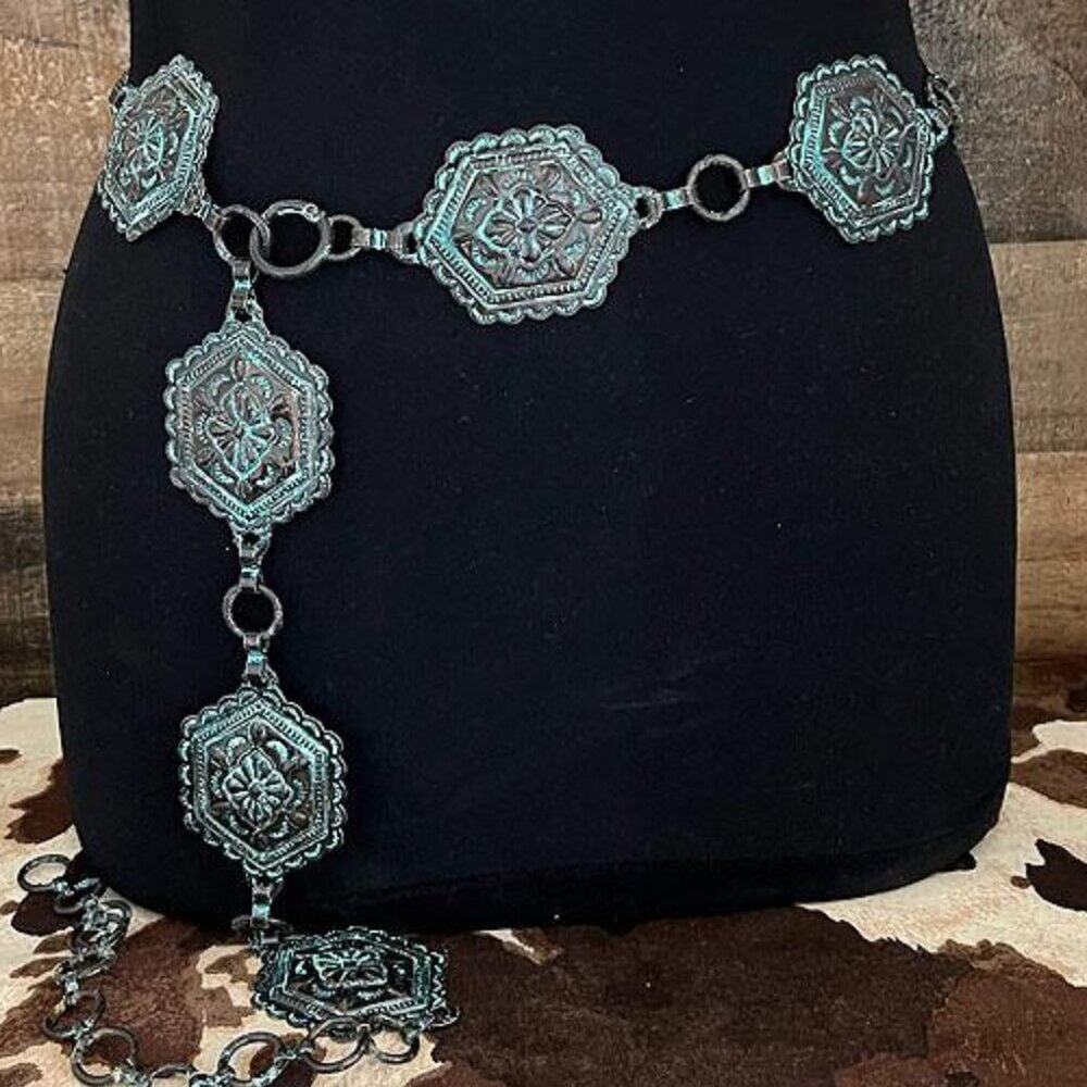 Western Patina Concho Belt - Picture 2 of 5
